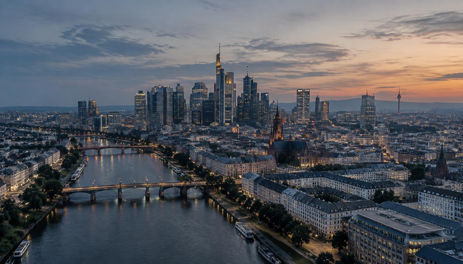 Stadtansicht in der Abenddämmerung